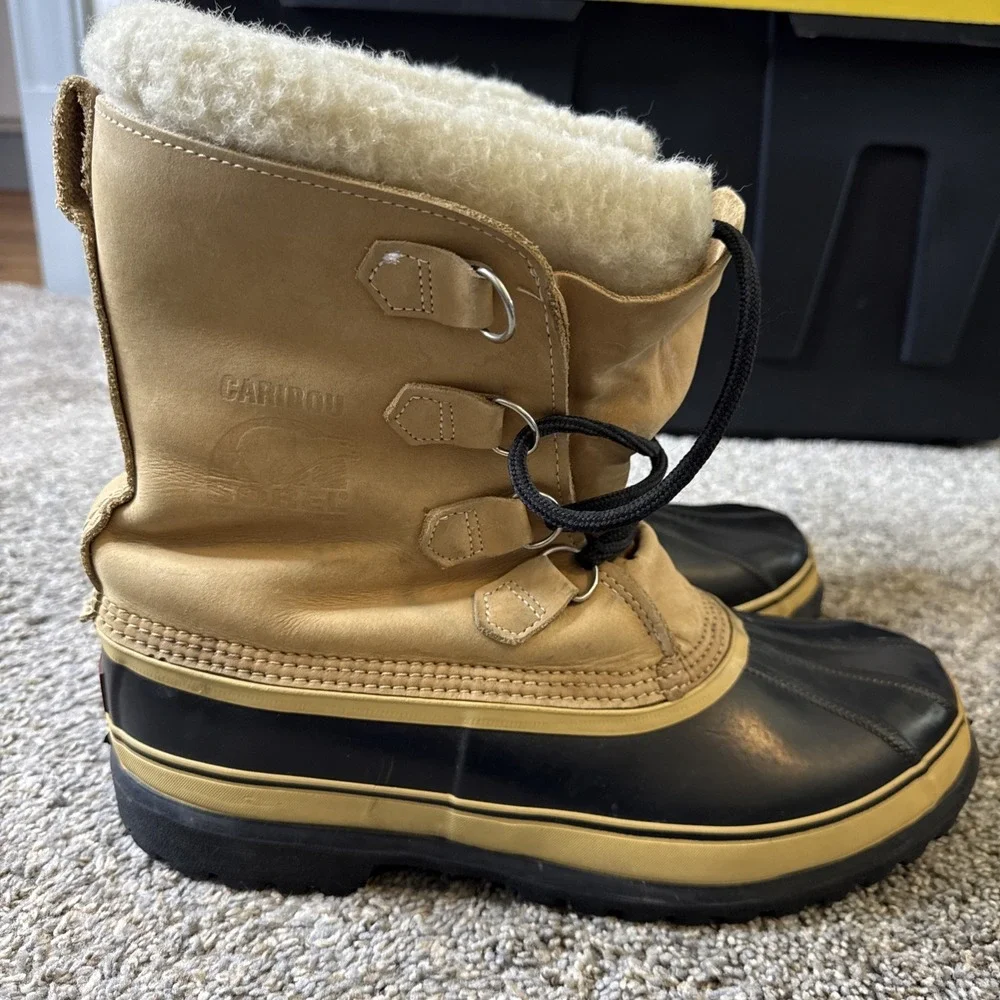 Sorel Boots Men's 12 Brown Black Lined Winter Snow Lace-Up Duck‎ Boots